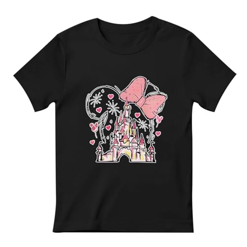 Image of Graphic Shirts for Girls Cute Bow T Shirt Kids Toddler Holiday Tshirt Vacation Trip Summer Tee Cotton Tops