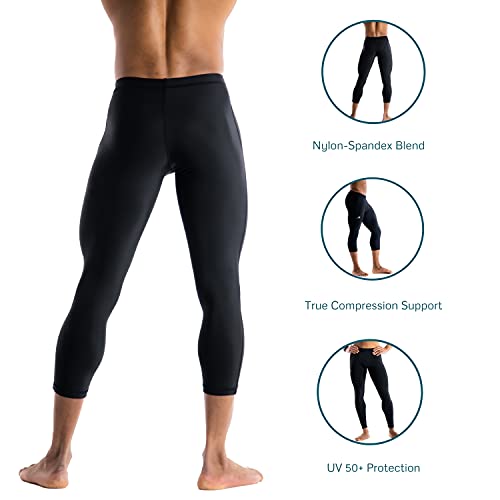 Compressionz Compression Pants Men Running Tights Mens Leggings For Sports (Black Capri, L) #TOP3