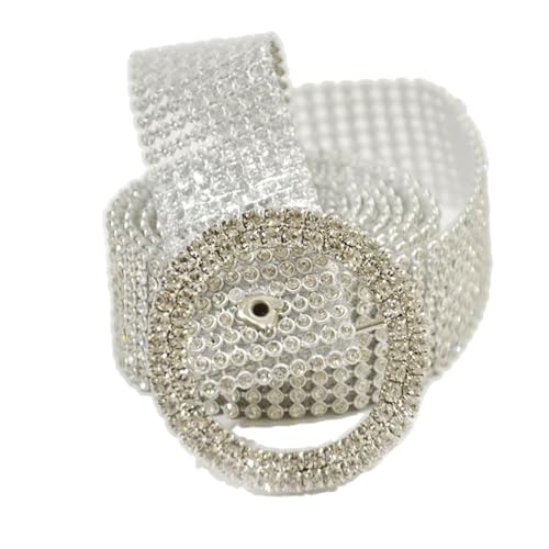 Women’S Rhinestone Belt Bling Crystal Shiny Waist Dress Belt Silver Fashion Glitter Chains Dress Wedding Party Gift