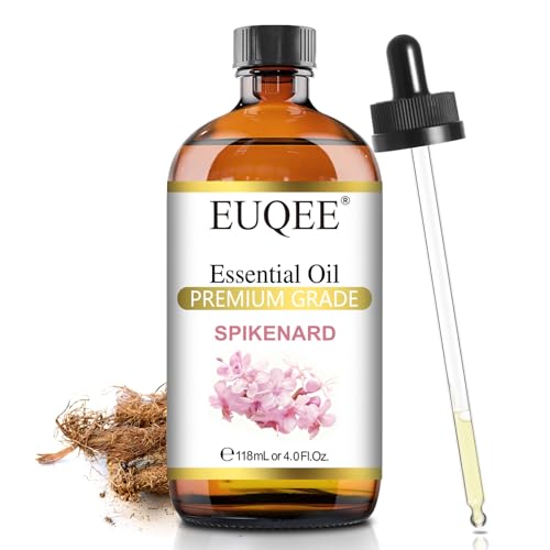 EUQEE Spikenard Essential Oil 118ml/4Fl Oz Spikenard Oil Premium Essential Oil with Glass Dropper Great for Yoga Meditation Massage Diffuser DIY Soap Candle Making Aromatherapy Sleep