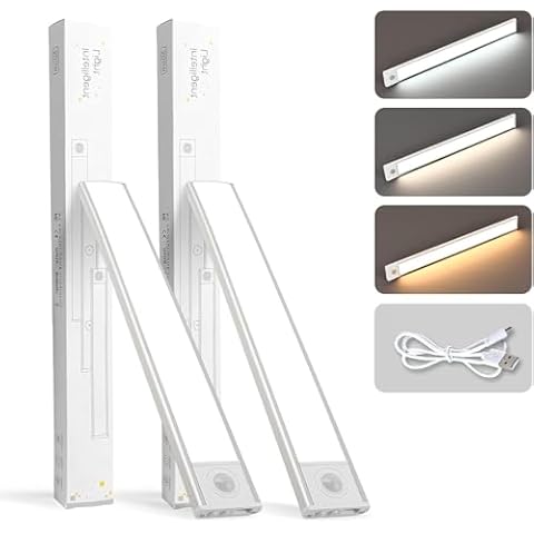 SPOLI Under Cabinet Lights,12'' Motion Sensor Light Indoor Rechargeable Under Cabinet Lights,Magnetic Closet Lights Battery Operated, Under Counter Lights for Kitchen(2Pack) Cover