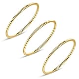 Pearich 1MM 14K Gold Filled Rings Band Rings for Women Girls Stackable Thin Gold Ring Plain Statemen