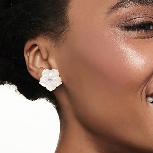 Ross-Simons Italian Mother-Of-Pearl And .40 Ct. T.w. Cz Flower Earrings In Sterling Silver #TOP1