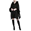 Gihuo Women's Luxury Batwing Sleeve Faux Fur Hooded Cloak Poncho Sweater Cape