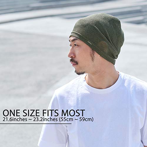 Image of Mens Light Weight Breathable Beanie Knit Hat Slouch Baggy Style Plain Color