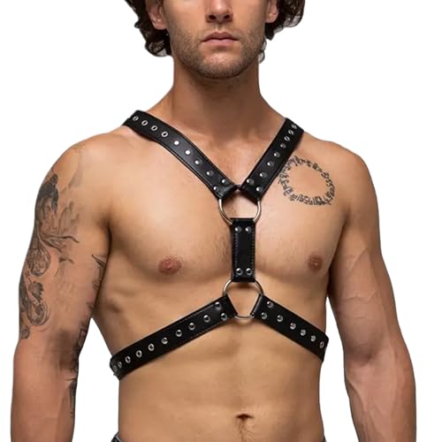 Men's Leather Body Harness Punk Chest Strap Harness Belt Men's Chest Harness Belt Shoulder Strap Adjustable Buckle Body Garter Belt Cosplay Nightclub Sexy Punk Chest Clubwear