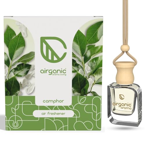 Image of Airganic Swing Prime Car Perfume Hanging Pod | Musk, Camphor & Cool Aqua Water| Pack 3 | Car Air Freshener |Natural Essential Fragrance Oils in Glass Bottle with Wooden Diffuser Lid |Last Upto 60 Days