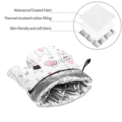 Oven Mitts and Pot Holders Set Bunny Bear Patterns Non-Slip Heat Resistant Oven Mitts and Potholder for Cooking Baking Grilling BBQ - immagine 5