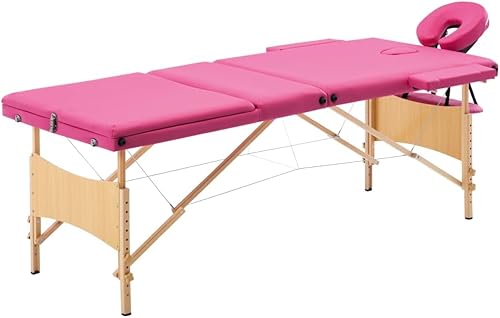 Mesa de masaje plegable 3 zonas madera rosa, 41.6 lbs,110188