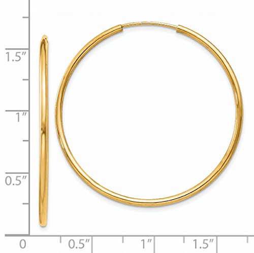 1.5mm Endless Hoop Earrings Polished in Real 14k Yellow Gold3