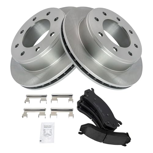 Image of TRQ Rear Brake Pad and Rotor Set Ceramic Compatible with 1999-2007 Chevrolet Silverado 1500 HD 2500 HD 2001-2007 GMC Sierra 1500 HD Classic 2500 HD Yukon XL 2500 2003-2009 Hummer H2