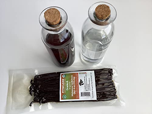4oz Organic Madagascar Vanilla Beans Grade A. Certified USDA Organic. 6"-8" by FITNCLEAN VANILLA. Bulk for Extract, Cooking and Baking by the Weight 0.25 Pound (1/4Lb) Bourbon Fresh NON-GMO Pods.