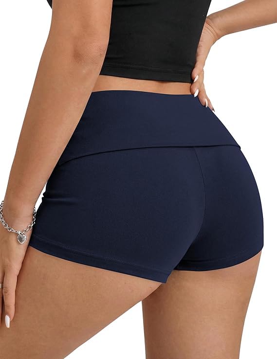 Image of Women Low Waist Lounge Shorts Fold Over Skinny Pajamas Shorts Summer Casual Pj Bottom Sleep Shorts