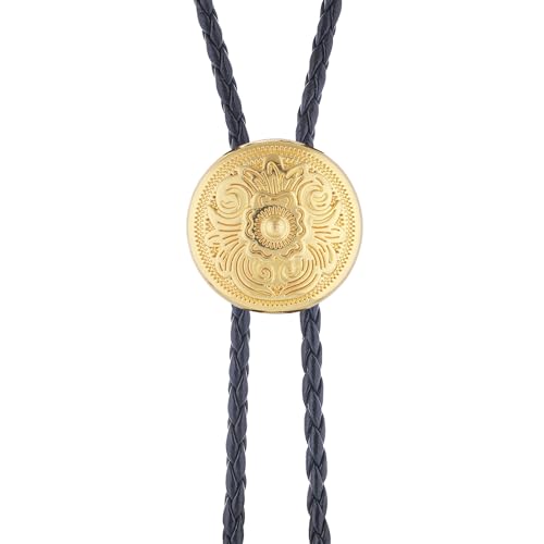 Image of GelConnie Floral Bolo Tie for Men Womens Bolo Tie Necklace Native American Black Men's Bolo Ties Western Cowboy Bolero Ties