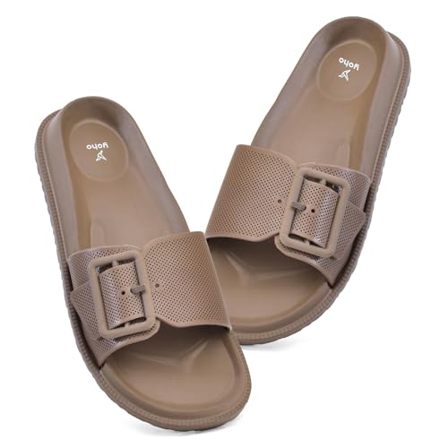 Image of YOHO Grape Sliders for Women & Girls | Stylish,Cushioned, Lightweight Slides & Waterproof Flip Flops | Adjustable Buckle | Comfortable Monsoon Footwear