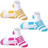 Floraltop 3 Pairs Inspirational Running Socks Set Athletic Low Cut Multicolored Sock for Christmas Women Runners Gifts(Try)