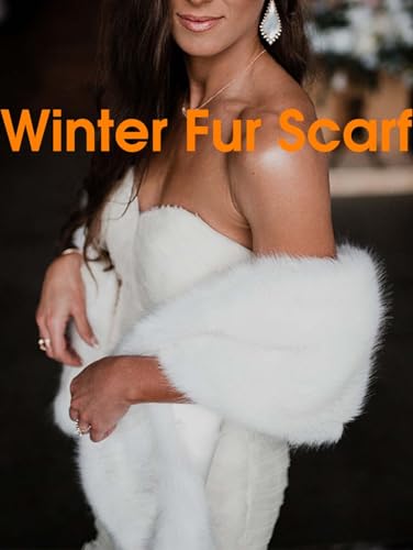 Wedding Faux Fur Shawls and Wraps Bridal Fur Scarf Winter Cape with Rhinestones Brooch Warmer Stole for Women3