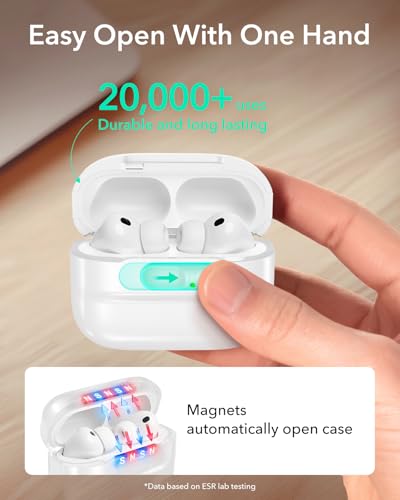 Image of ESR for AirPods Pro 3 Case (2025), Compatible with AirPods Pro 3 (USB-C Cable), MagSafe Ready, Magnetic Lid Lock, Full Drop Protection Cover with Lanyard, White