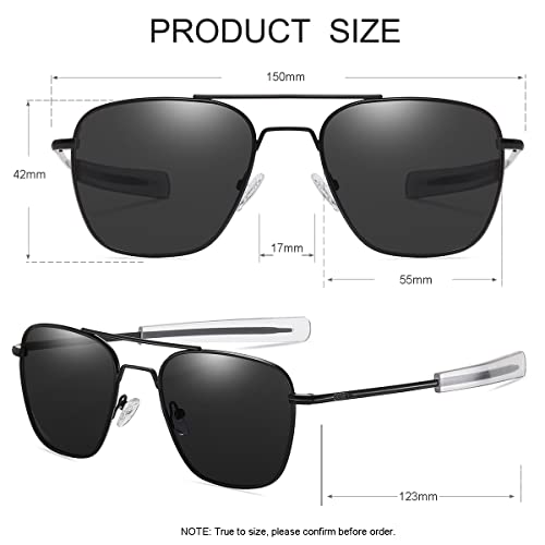 Image of JOVAKIT Men's Polarized Aviator Sunglasses Retro Military Style Pilot Sun Glasses Bayonet Temples UV400 Protection