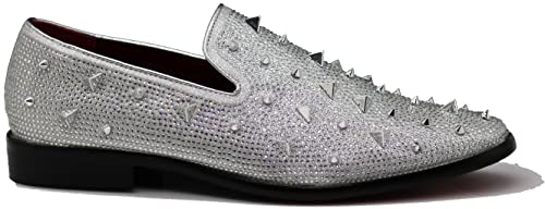 Image of SPK24 Men Vintage Spikes Sparkle Formal Tuxedo Stage Fashion Slip On Loafer Dress Shoes