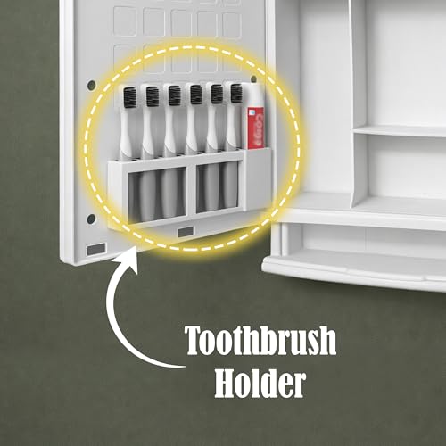 Image of JD FRESH Unbreakable Bathroom Cabinet with Mirror /Wall Mount Mirror Cabinet for Wash Basin /Bathroom Organizer Cabinet /Multipurpose Wall Storage Organizer /Decorative Prime Look (White)