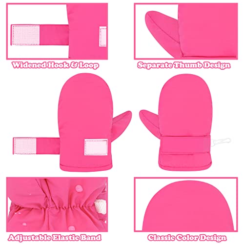 Image of Sarfel 2 Pairs Toddler Gloves Waterproof Toddler Winter Mittens for Kids Snow Gloves Warm Baby Winter Mittens for Boys Girls, Pink & Hot Pink, 2-5T
