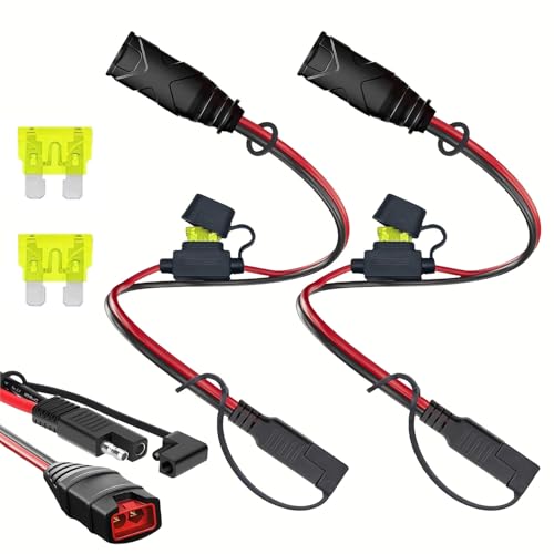 2Pcs X-Connect SAE Extension Cables are Compatible with NOCO Genius Smart Battery Chargers, Featuring 14 AWG Heavy-duty SAE Connector Cables & 20A Fused Waterproof Plugs for Motorcycles/ATVs/UTVs/Cars