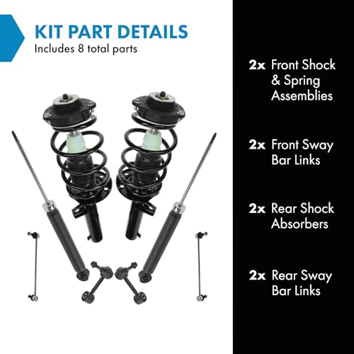 Image of TRQ Front and Rear Suspension Kit Complete Strut & Coil Spring Assembly Shock Absorber Sway Bar Stabilizer Link Compatible with 2010-2014 Volkswagen Golf 2005-2014 Jetta