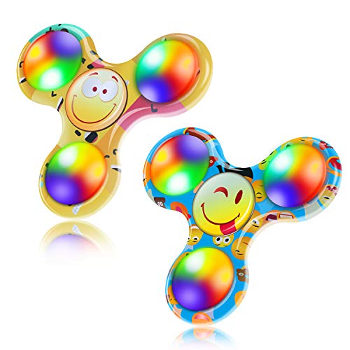 FIGROL Fidget Spinner, 2 Pack Led Light Up Fidget Spinner- Finger Toy Hand Fidget Spinner-for Kids with Anxiety Stress Reduce, Birthday Gift Reward to Students, Stay Focus, Stress Relief(Yellow&Blue)