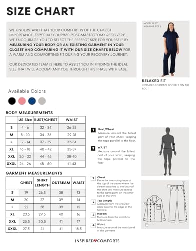 Image of Inspired Comforts Post Surgery Mastectomy Recovery Pajamas Set with Internal Drainage Pockets