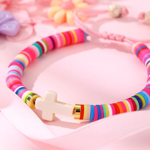 Image of Baptism Gifts for Girl, Catholic Cross Bracelet First Holy Communion Baptism Confirmation Decorations Favors for Daughter Granddaughter Niece Goddaughter