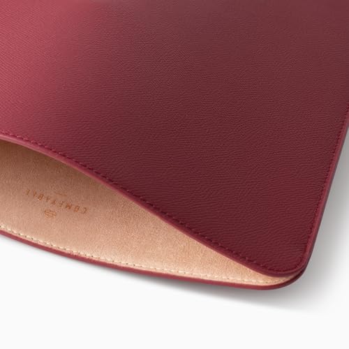 Image of Comfyable Laptop Sleeve 13 Inch Precisely Compatible with MacBook Air M4 2025-2018 & MacBook Pro M2 2022 M1 2020-2016, Genuine Leather Cover Case, Wine Red