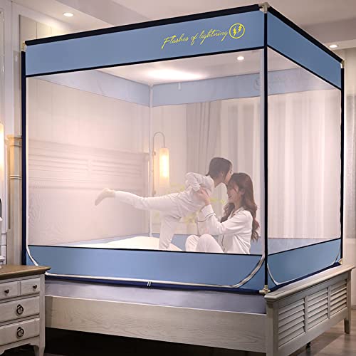 xinxin-home蚊帳 折りたたみ式 モスキートネット 転落防止 圧迫感なし 安心寝る 蚊よけ 虫除け 夏 蚊/ムカデ対策 全方位ガード テント式 キャンプ式 レース ベッド 大人/子供兼用 持ち運べる 通気性よい 組み立て簡単 収納便利 ドア設計 日