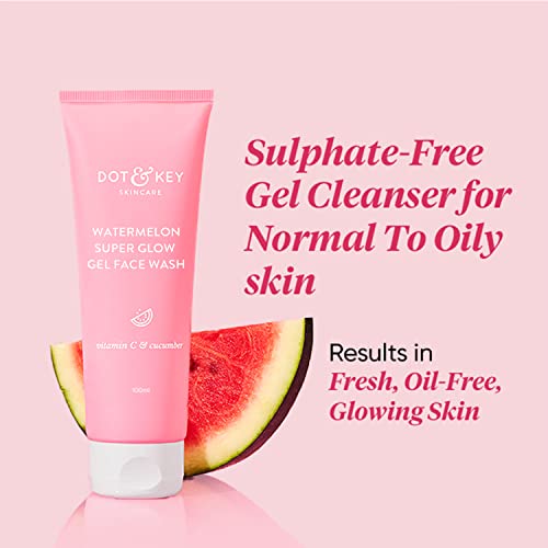 DOT & KEY Watermelon Super Glow Gel Face Wash With Vitamin C&Cucumber|Face Wash For Glowing Skin|Oil Free Face Wash|Removes Excess Oil&Dirt|For Combination&Oily Skin|For Women&Men|100Ml - Image 4