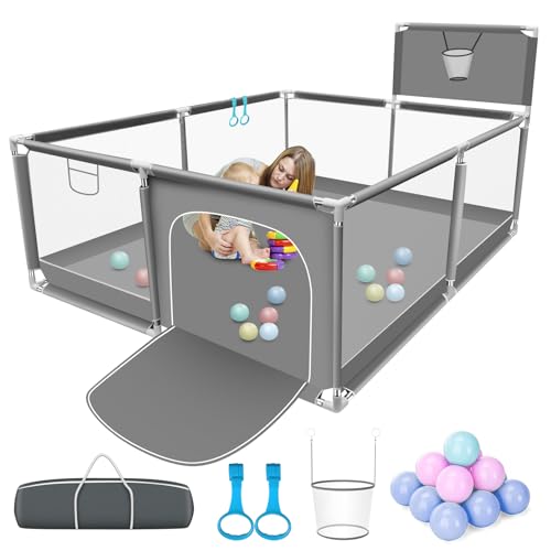 La Mejor Selección de Parques de juegos que puedes comprar esta semana. 46 GOHOMKIC Corralito para Bebé, Juego de Parque Infantil con 10 Bolas Oceánicas, Aro de Baloncesto, Anillos de Tracción, Bolsa de Almacenamiento, Parque para Bebés, Malla Suave y...