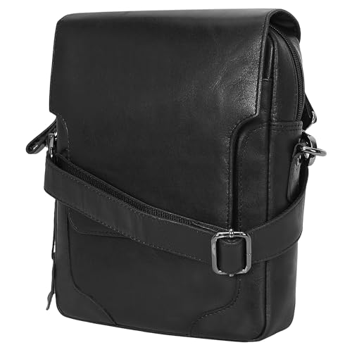 Pitaara Genuine Leather Crossbody Messenger Bag with Front Flap, Unisex, Full Grain Leather Shoulder Travel Bag, Tablet Bag2