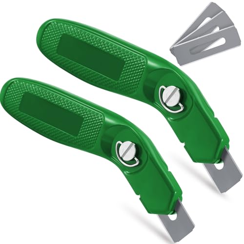 Image of Lasnten 2 Pieces 6 Blades Carpet Knife Heavy Duty Utility Blade Carpet Knife for Cutting Carpets Cutting Knives Razor Tools with Blades for Box Cutter Roofing Purpose, Aluminum (Dark Green)