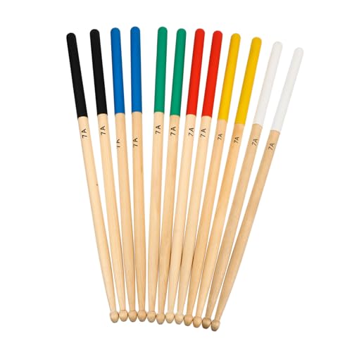 6 pares de baquetas no deslizantes de arce, herramienta profesional de percusión para todos los estilos de batería, agarre cómodo para práctica y presentaciones, multicolor miniatura 1