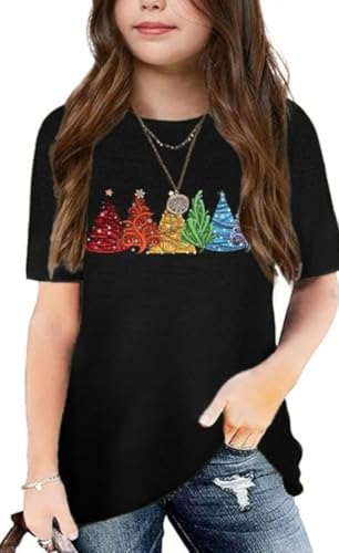 Image of Graphic Tees for Girls Kids Summer Tops Crewneck Short Sleeve T Shirt 5-14 Years