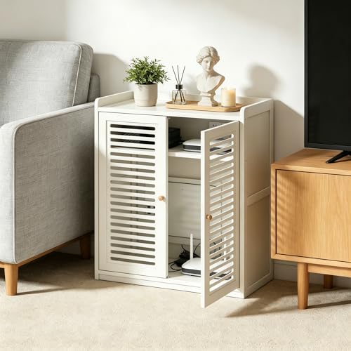 Image of Router Storage Cabinet with Adjustable Shelves,WiFi Router Box Hider,Multi-Functional Router Storage Box,for Living Room,Office,Small Household