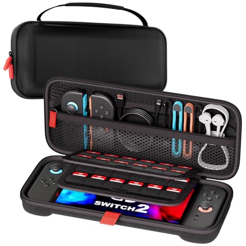 ProCase Carrying Case for Nintendo Switch 2 (2025) with 24 Game Card Slots, Hard Portable Travel Case Storage Bag Protective Pouch for 2025 Nintendo Switch 2 Console & Accessories -Black