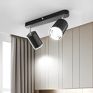 Spot Plafonnier, Spots de Plafond Orientable Moderne industriel Éclairage Plafond avec 2 GU10 Prise pour Salon Chambre Salle d’exposition Restaurant, 26CM, 220V