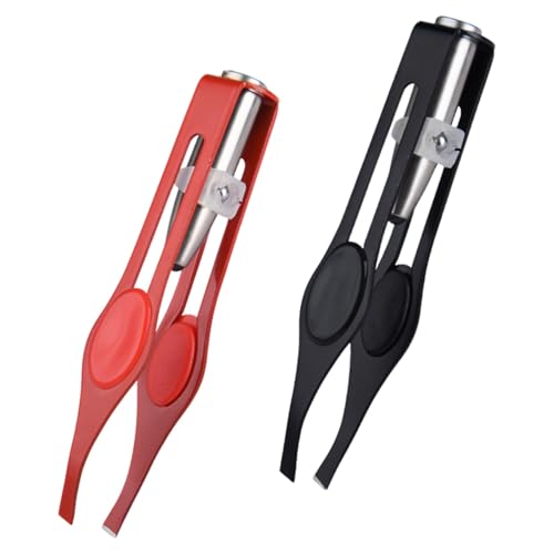 Pince à épiler LED éclairante, Pince à sourcils en acier inoxydable pour maquillage, Outil de précision pour sourcils et cils – 2 pièces