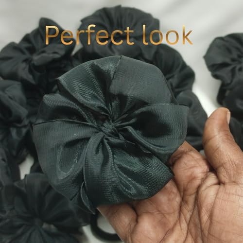 Image of Readymade Ribbon for School Girls - Soft Satin Bow Hair Accessory - Easy to Wear, Stylish & Neat Look - Ideal for School Uniforms bow in girls & Daily Use - Pack of 8 /School Ribbon in Kids (black & sky blue, moer coverage)