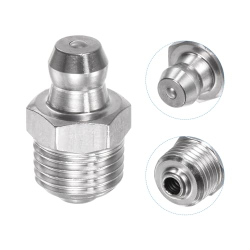 Image of uxcell 304 Stainless Steel Straight Grease Fitting M10 x 1mm Thread Hydraulic Grease Fitting Accessories, 15Pcs