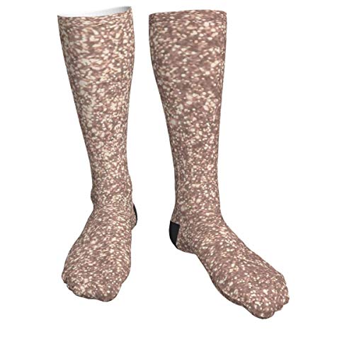 antcreptson Pink Rose Gold Metallic Glitter Compression Socks Unisex Printed Socks Crazy Patterned Fun Long Cotton Socks Over The Calf Tube