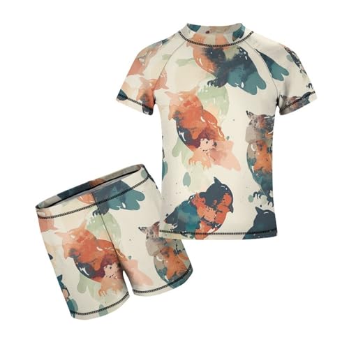 Owl PatternChildren's Casual Swimsuit Set - Simple and Versatile6-7Y（110cm）