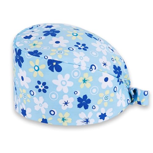 ZUWIJEQ Gorro Quirófano Mujer Hombre, Gorro de Dentista, Gorro de Cirugía, Gorro Quirúrgico Sanitario, Gorra de trabajo, Gorra quirúrgica impresa para médicos y enfermeras (Azul)