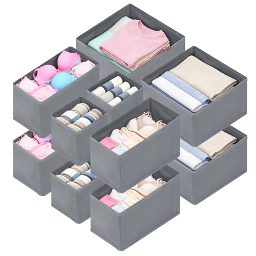 Lot de 12 Organisateurs de Tiroir, Rangement Vetement Dressing en Tissu Pliable, Boîtes de Rangement pour Vêtements, Sous-Vêtements, Chaussettes, Cravates,...