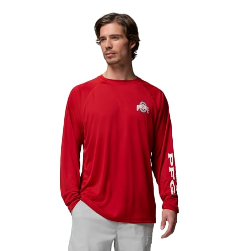 Columbia NCAA Ohio State Buckeyes Mens Terminal Tackle Long Sleeve Shirt 4X-Large Tall OS - Intense Red/White